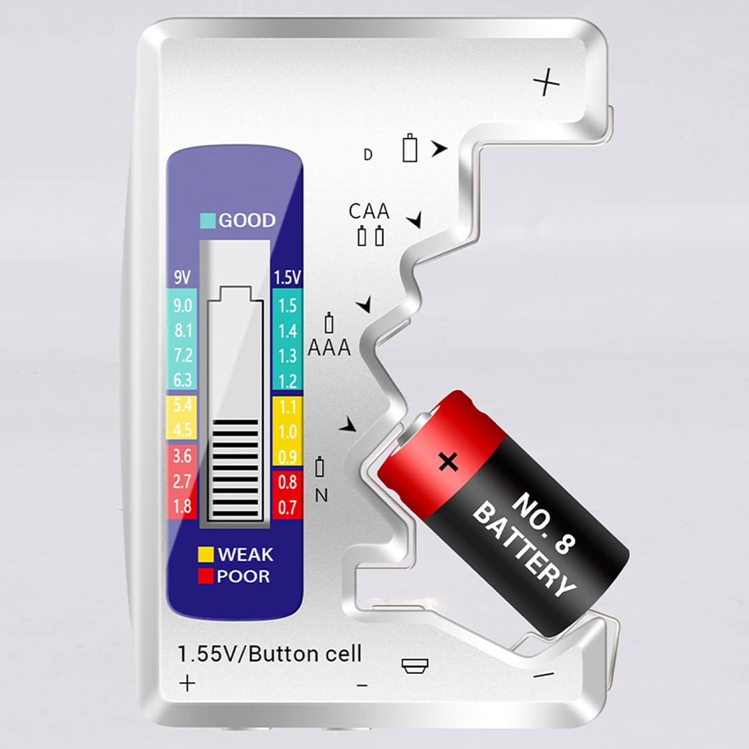 Serplex Battery Tester, Universal Digital Battery Checker For AAA / AA / 9V/ C / D / N / 1.5V Button Cell Battery, Small Accurate Cell Tester, Battery Power Checker (Not For Rechargable Battery) Serplex Battery Tester, Universal Digital Battery Checker For AAA / AA / 9V/ C / D / N / 1.5V Button Cell Battery, Small Accurate Cell Tester, Battery Power Checker (Not For Rechargable Battery)